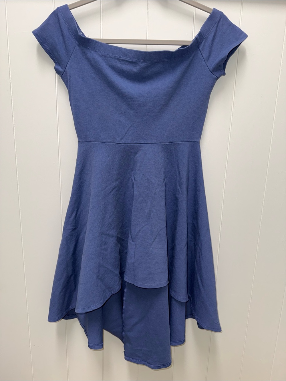 Windsor Blue Off Shoulder High Low Skater Dress Size M